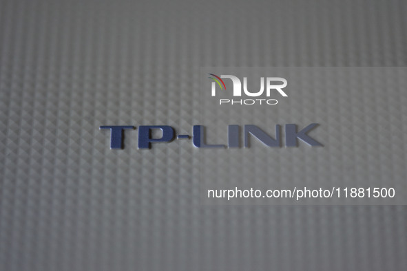 The logo of TP-Link appears on the products of router manufacturer TP-Link in Fuyang, China, on December 19, 2024. 