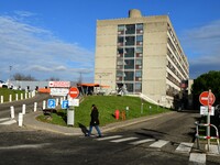 A strike occurs at Lake Geneva hospitals in Thonon les Bains, Haute Savoie, on December 18, 2024. (