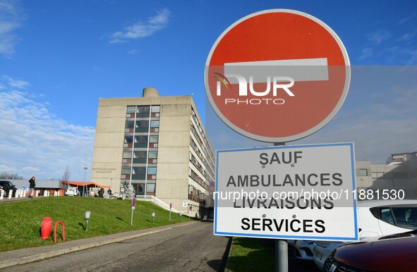 A strike occurs at Lake Geneva hospitals in Thonon les Bains, Haute Savoie, on December 18, 2024. 