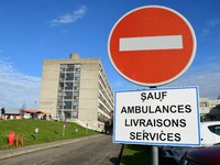 A strike occurs at Lake Geneva hospitals in Thonon les Bains, Haute Savoie, on December 18, 2024. (