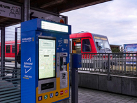 A Sudostbayernbahn train is at Wasserburg am Inn station in Bavaria, Germany, on December 15, 2024. (