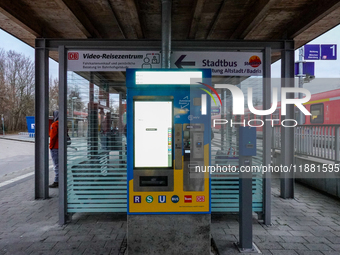 A Sudostbayernbahn train is at Wasserburg am Inn station in Bavaria, Germany, on December 15, 2024. (