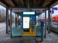 A Sudostbayernbahn train is at Wasserburg am Inn station in Bavaria, Germany, on December 15, 2024. (