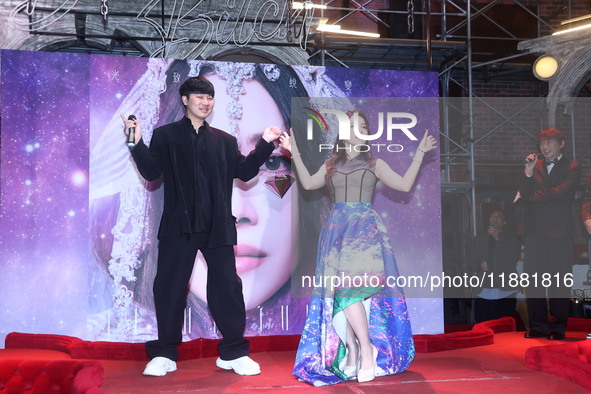 Taiwanese female singer Yuki Hsu attends a listening session for her new album in Taipei, Taiwan Province, China, on December 19, 2024. 