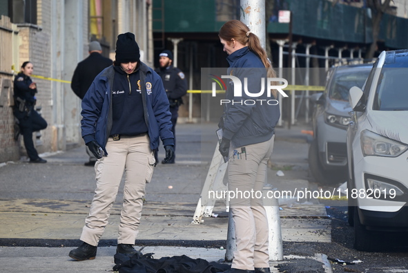 An unidentified man is shot and killed in the Mount Hope section of Bronx, New York, United States, on December 19, 2024. On Thursday mornin...