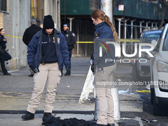 An unidentified man is shot and killed in the Mount Hope section of Bronx, New York, United States, on December 19, 2024. On Thursday mornin...