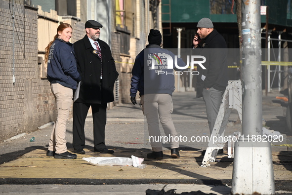 An unidentified man is shot and killed in the Mount Hope section of Bronx, New York, United States, on December 19, 2024. On Thursday mornin...