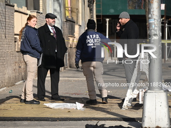 An unidentified man is shot and killed in the Mount Hope section of Bronx, New York, United States, on December 19, 2024. On Thursday mornin...