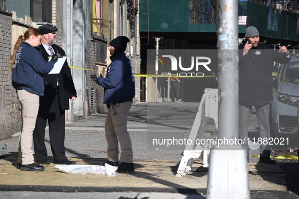 An unidentified man is shot and killed in the Mount Hope section of Bronx, New York, United States, on December 19, 2024. On Thursday mornin...