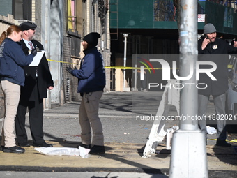 An unidentified man is shot and killed in the Mount Hope section of Bronx, New York, United States, on December 19, 2024. On Thursday mornin...