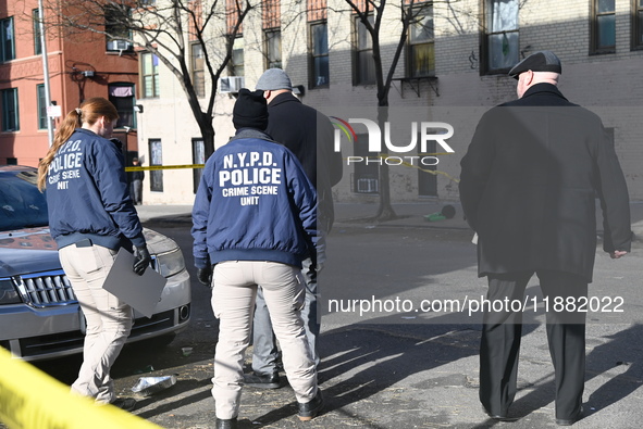 An unidentified man is shot and killed in the Mount Hope section of Bronx, New York, United States, on December 19, 2024. On Thursday mornin...