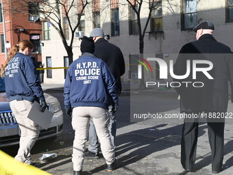 An unidentified man is shot and killed in the Mount Hope section of Bronx, New York, United States, on December 19, 2024. On Thursday mornin...