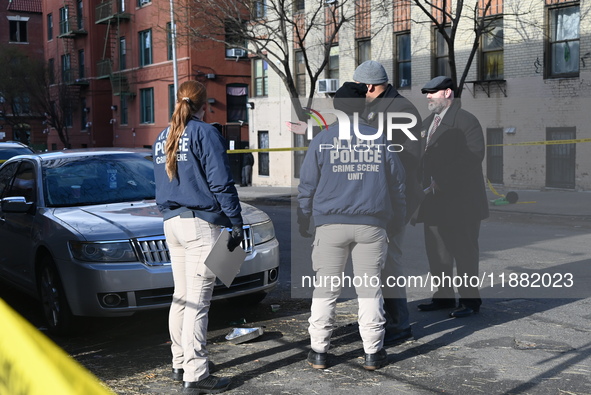 An unidentified man is shot and killed in the Mount Hope section of Bronx, New York, United States, on December 19, 2024. On Thursday mornin...