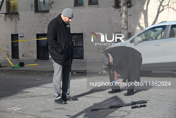 An unidentified man is shot and killed in the Mount Hope section of Bronx, New York, United States, on December 19, 2024. On Thursday mornin...