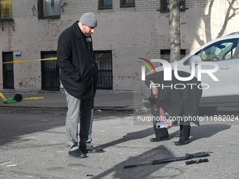 An unidentified man is shot and killed in the Mount Hope section of Bronx, New York, United States, on December 19, 2024. On Thursday mornin...