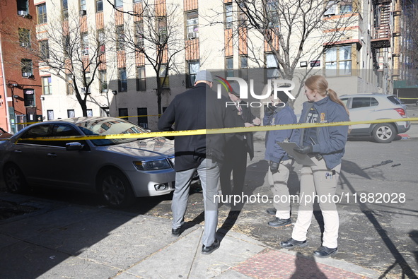 An unidentified man is shot and killed in the Mount Hope section of Bronx, New York, United States, on December 19, 2024. On Thursday mornin...