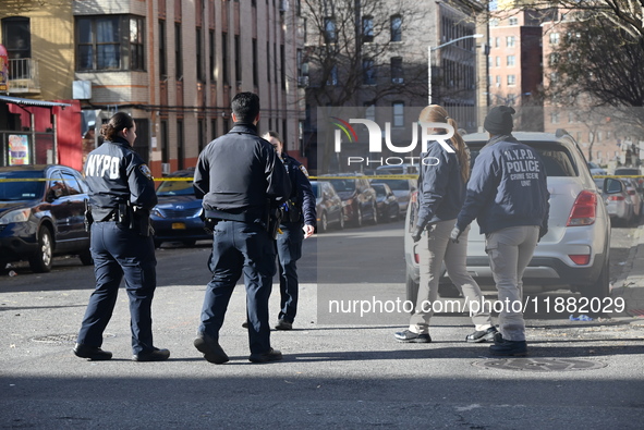 An unidentified man is shot and killed in the Mount Hope section of Bronx, New York, United States, on December 19, 2024. On Thursday mornin...