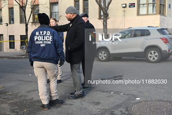 An unidentified man is shot and killed in the Mount Hope section of Bronx, New York, United States, on December 19, 2024. On Thursday mornin...