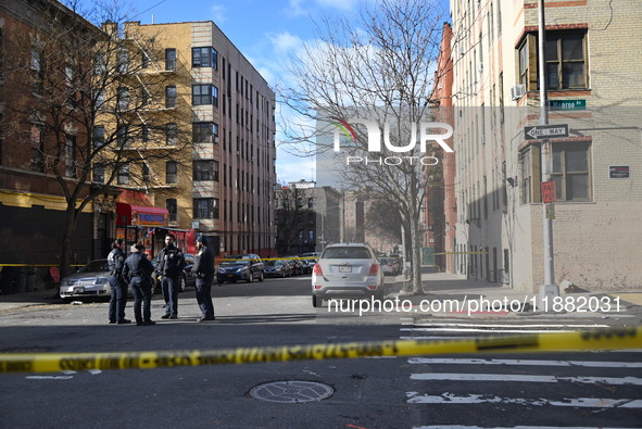 An unidentified man is shot and killed in the Mount Hope section of Bronx, New York, United States, on December 19, 2024. On Thursday mornin...