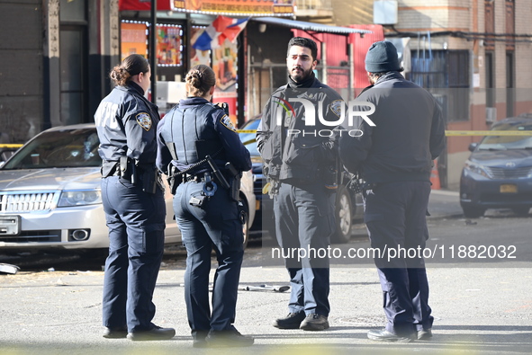 An unidentified man is shot and killed in the Mount Hope section of Bronx, New York, United States, on December 19, 2024. On Thursday mornin...