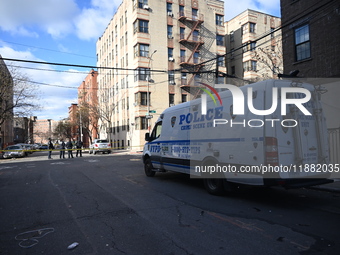 An unidentified man is shot and killed in the Mount Hope section of Bronx, New York, United States, on December 19, 2024. On Thursday mornin...