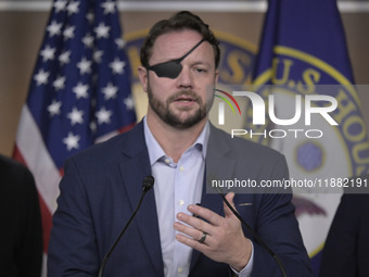 US Congressman Dan Crenshaw (R-TX) speaks about the House Task Force to combat the Mexican Drug Cartel in Washington DC, USA, on December 19...