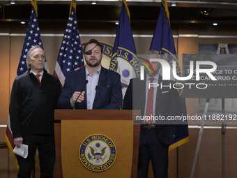 US Congressman Dan Crenshaw (R-TX) speaks about the House Task Force to combat the Mexican Drug Cartel in Washington DC, USA, on December 19...