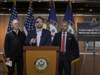 US Congressman Dan Crenshaw (R-TX) speaks about the House Task Force to combat the Mexican Drug Cartel in Washington DC, USA, on December 19...