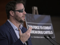 US Congressman Dan Crenshaw (R-TX) speaks about the House Task Force to combat the Mexican Drug Cartel in Washington DC, USA, on December 19...