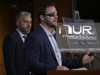 US Congressman Dan Crenshaw (R-TX) speaks about the House Task Force to combat the Mexican Drug Cartel in Washington DC, USA, on December 19...