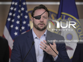 US Congressman Dan Crenshaw (R-TX) speaks about the House Task Force to combat the Mexican Drug Cartel in Washington DC, USA, on December 19...