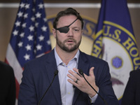 US Congressman Dan Crenshaw (R-TX) speaks about the House Task Force to combat the Mexican Drug Cartel in Washington DC, USA, on December 19...