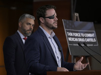 US Congressman Dan Crenshaw (R-TX) speaks about the House Task Force to combat the Mexican Drug Cartel in Washington DC, USA, on December 19...