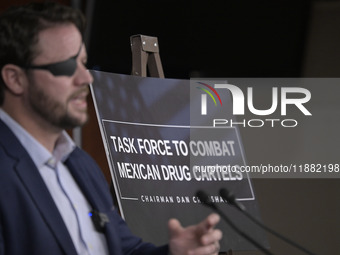 US Congressman Dan Crenshaw (R-TX) speaks about the House Task Force to combat the Mexican Drug Cartel in Washington DC, USA, on December 19...