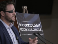 US Congressman Dan Crenshaw (R-TX) speaks about the House Task Force to combat the Mexican Drug Cartel in Washington DC, USA, on December 19...