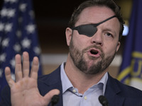 US Congressman Dan Crenshaw (R-TX) speaks about the House Task Force to combat the Mexican Drug Cartel in Washington DC, USA, on December 19...