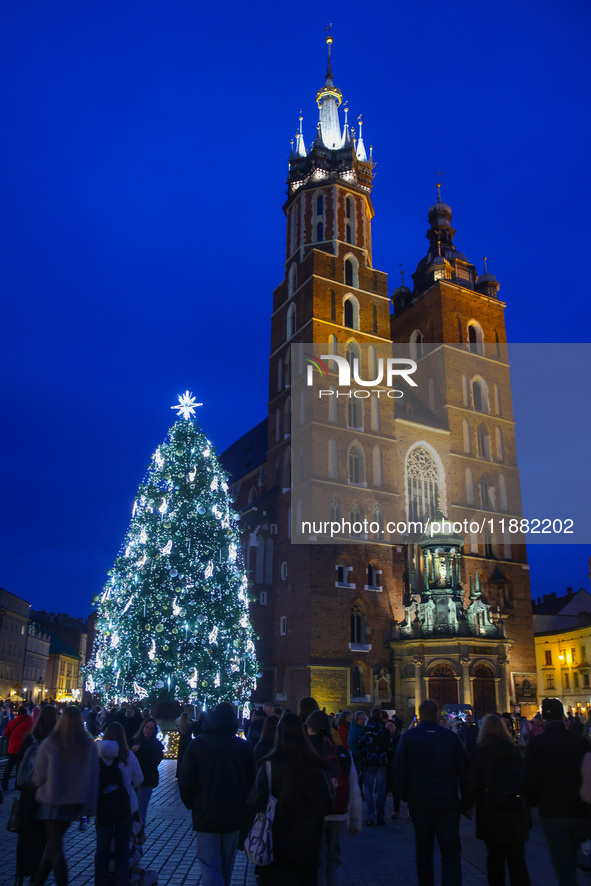 The Christmas tree, which has been recognized by Time Out magazine as the most beautiful in the world., is seen at the Main Square in Krakow...