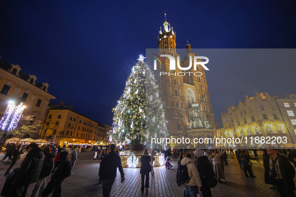 The Christmas tree, which has been recognized by Time Out magazine as the most beautiful in the world., is seen at the Main Square in Krakow...