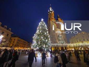 The Christmas tree, which has been recognized by Time Out magazine as the most beautiful in the world., is seen at the Main Square in Krakow...