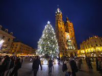 The Christmas tree, which has been recognized by Time Out magazine as the most beautiful in the world., is seen at the Main Square in Krakow...