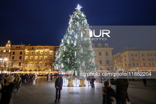 The Christmas tree, which has been recognized by Time Out magazine as the most beautiful in the world., is seen at the Main Square in Krakow...