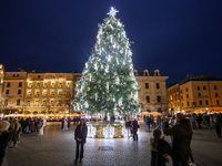 The Christmas tree, which has been recognized by Time Out magazine as the most beautiful in the world., is seen at the Main Square in Krakow...