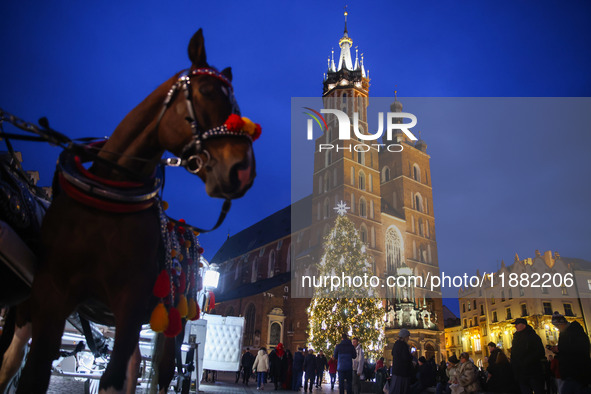 The Christmas tree, which has been recognized by Time Out magazine as the most beautiful in the world., is seen at the Main Square in Krakow...