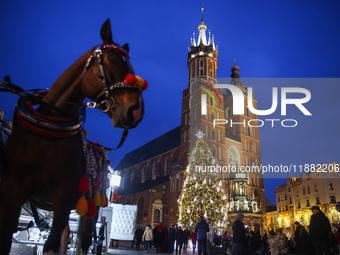 The Christmas tree, which has been recognized by Time Out magazine as the most beautiful in the world., is seen at the Main Square in Krakow...