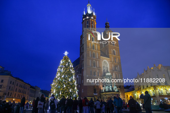 The Christmas tree, which has been recognized by Time Out magazine as the most beautiful in the world., is seen at the Main Square in Krakow...