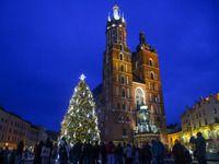 The Christmas tree, which has been recognized by Time Out magazine as the most beautiful in the world., is seen at the Main Square in Krakow...