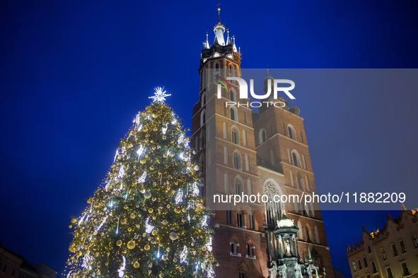 The Christmas tree, which has been recognized by Time Out magazine as the most beautiful in the world., is seen at the Main Square in Krakow...