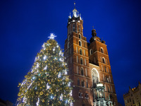 The Christmas tree, which has been recognized by Time Out magazine as the most beautiful in the world., is seen at the Main Square in Krakow...