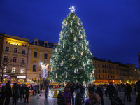 The Christmas tree, which has been recognized by Time Out magazine as the most beautiful in the world., is seen at the Main Square in Krakow...