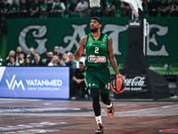 Lorenzo Brown of Panathinaikos AKTOR Athens plays during the Euroleague, Round 17 match between Panathinaikos AKTOR Athens and Baskonia Vito...